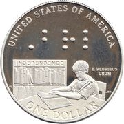 1 Dollar (Louis Braille Bicentennial) - Reverse