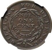 Hard Times Token – Liberty, Stars 7 x 6 irregularly aligned / Not One Cent - Reverse