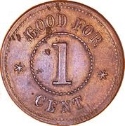 1 Cent - Civil War Token Knickerbocker Currency - Reverse