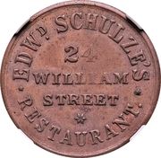 Cent - Civil War Merchant - Schulze's Restaurant (New York, NY) - Obverse