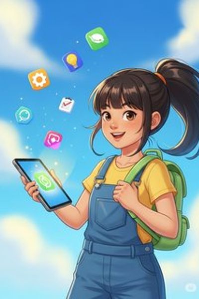 Akari and the App Adventures educational story for 7-12 years children in English featuring inspiring themes