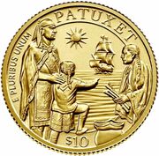 10 Dollars (Mayflower 400th Anniversary) - Reverse