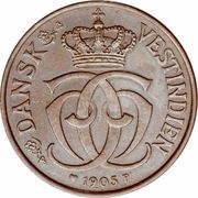 1 Cent / 5 Bit - Christian IX - Obverse