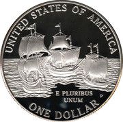 1 Dollar (Jamestown 400th Anniversary) - Reverse