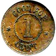 Civil War Merchant Token - J. Mahnken (New York, NY) - Reverse