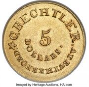 5 Dollars - C. Bechtler (140 G) - Reverse