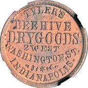 Civil War Merchant Token - Tyler's Bee Hive Dry Goods (Indianapolis, Indiana) - Reverse