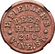 Civil War Merchant - E. Fiedler's Beer Hall (Cincinnati, OH) - Obverse