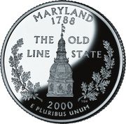 ¼ Dollar "Washington Quarter" (Maryland - Silver Proof) - Reverse