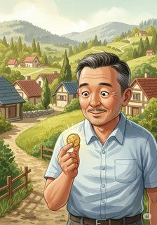 きらきらコインの村 educational story for 7-12 years children in Japanese featuring warm themes