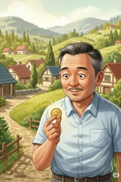 きらきらコインの村 educational story for 7-12 years children in Japanese featuring warm themes