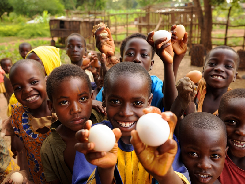 Kids holding their eggs with smiles 