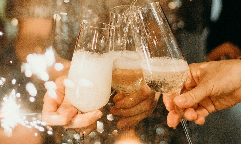 A champagne toast at a wedding reception