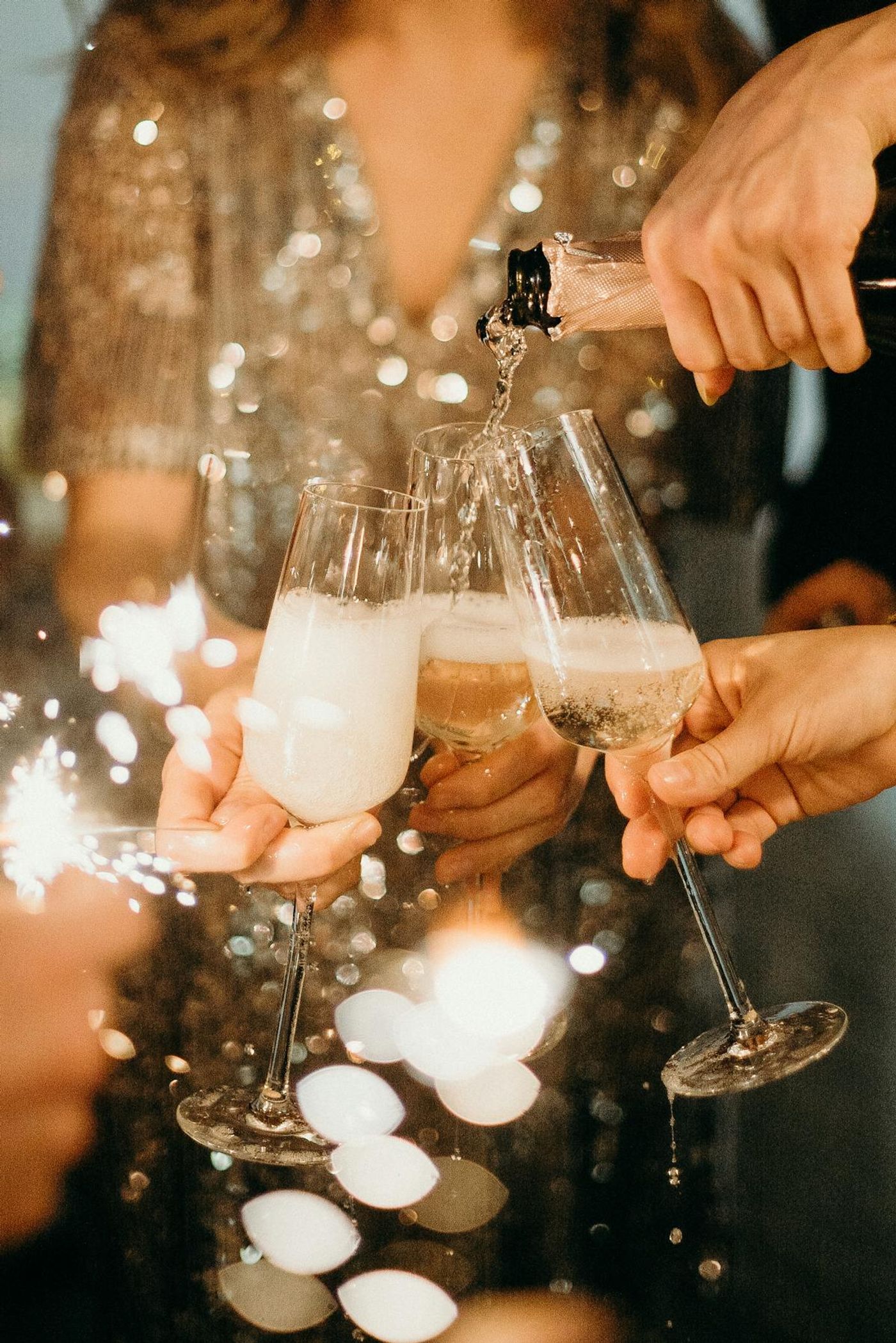 A champagne toast at a wedding reception