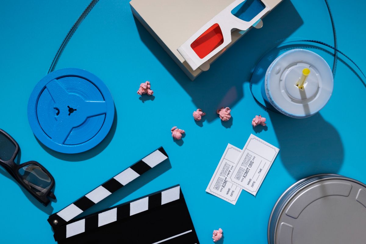 3d glasses for movies and tickets  flat lay