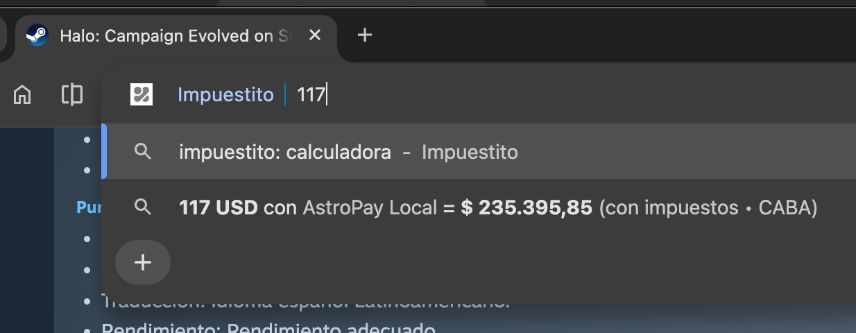 Omni en la extensión de impuestito