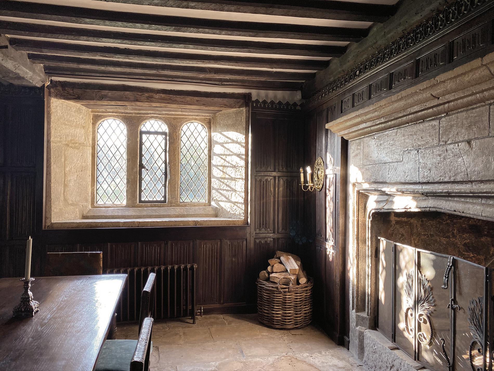 Sun through the leadlight window inside the manor house