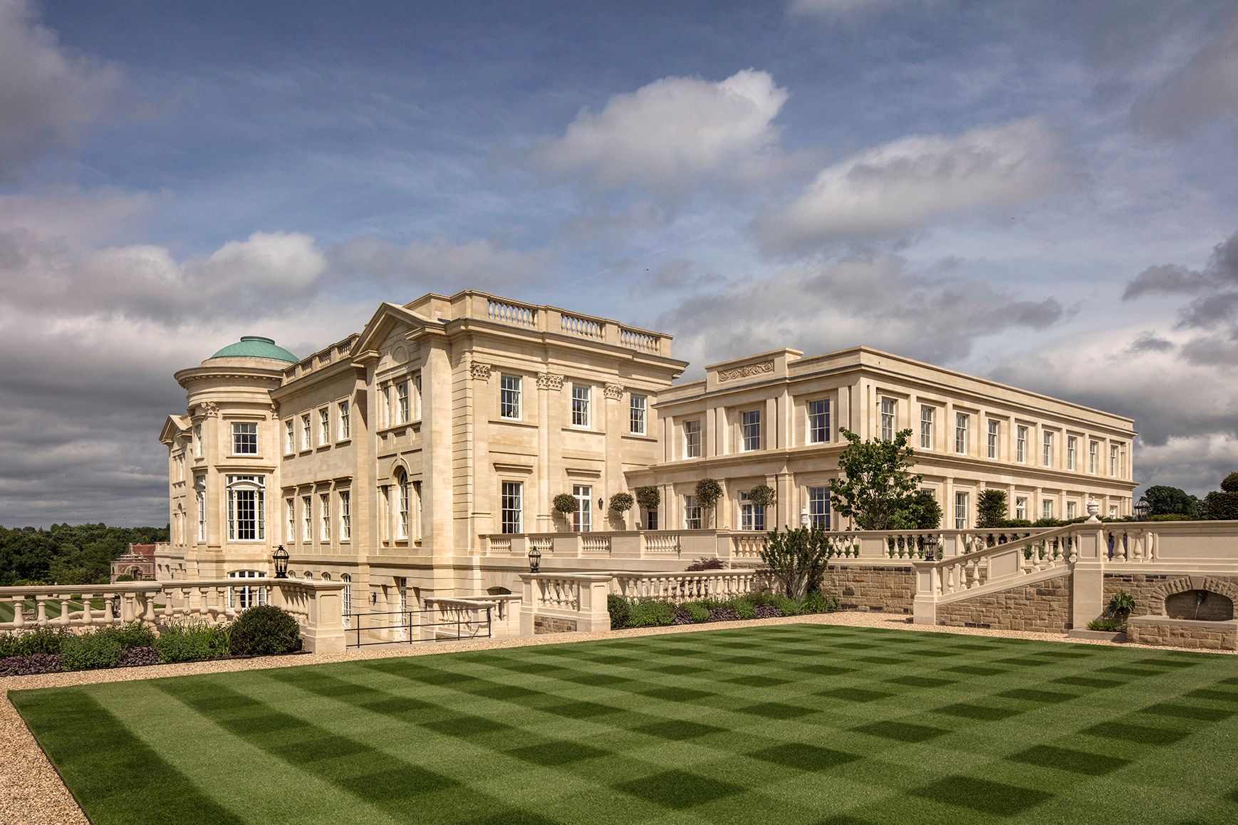 Exterior of mansion house showing rear and side elevations 