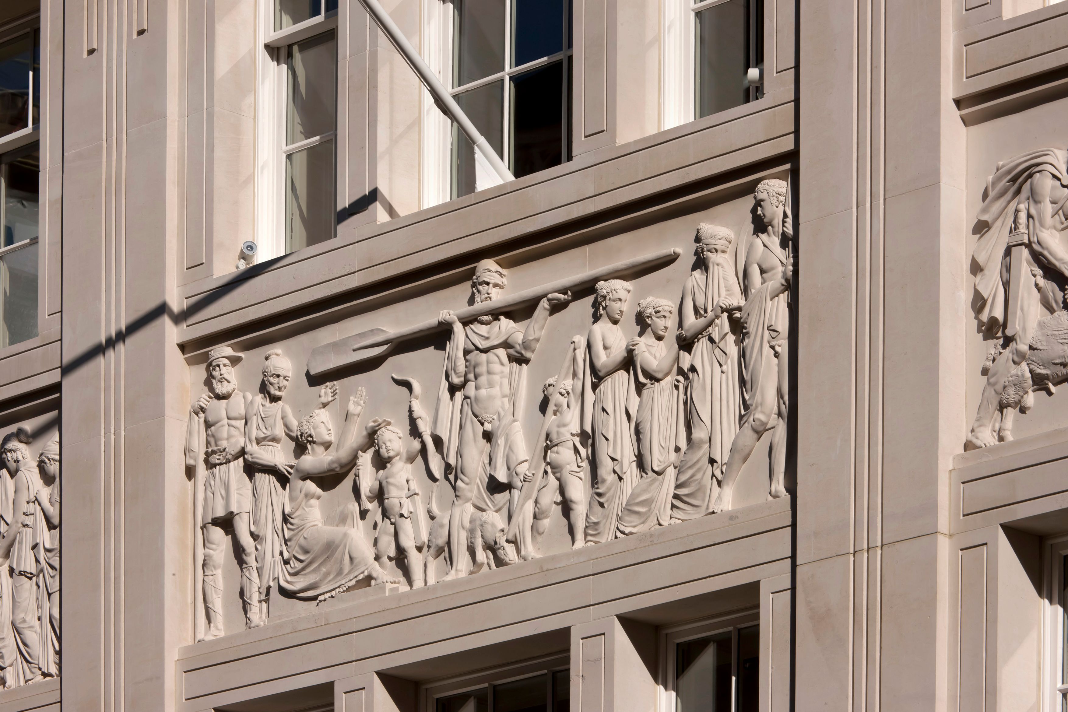 Front exterior with narrative frieze detail