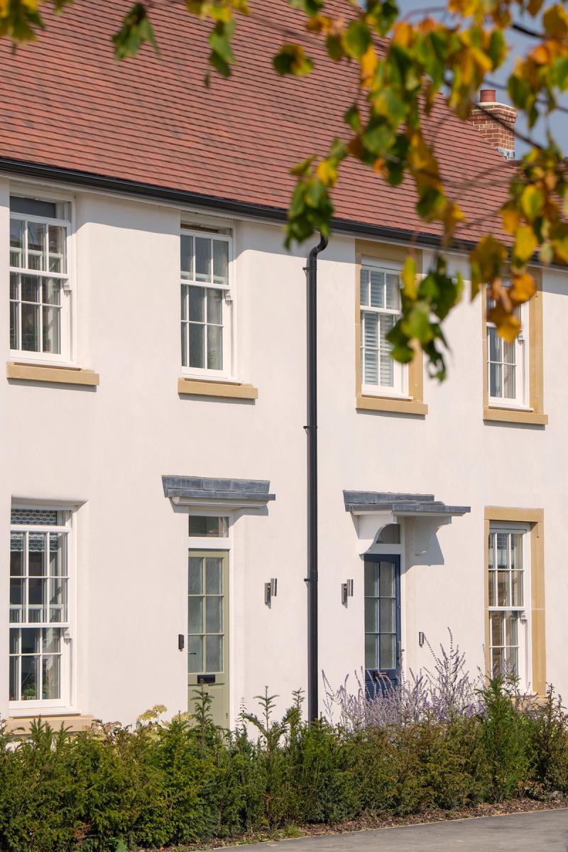 Semi-detached houses within Park View, a masterplan for an urban extension in Woodstock, Oxfordshire