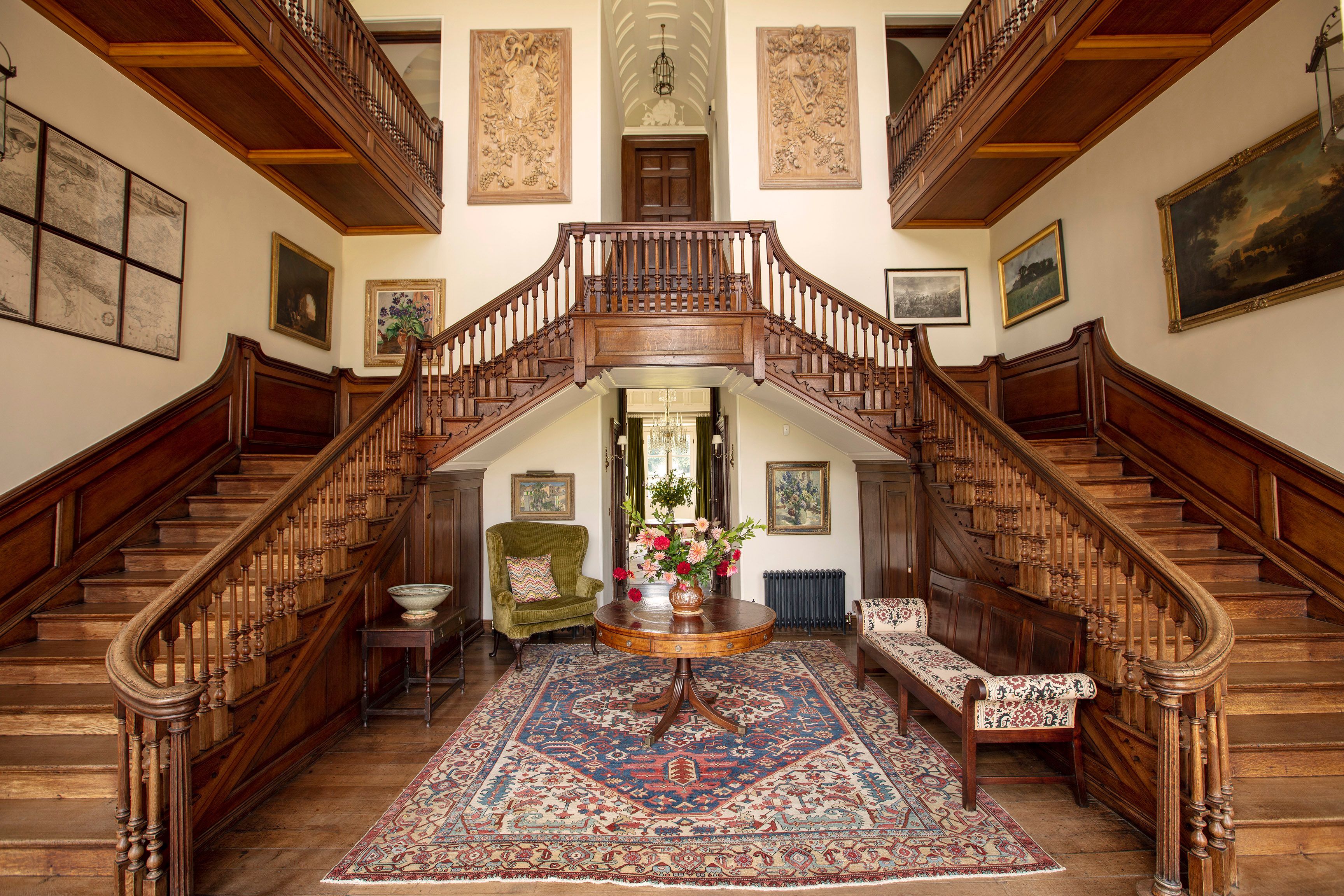 The staircase hall inside the Grade I listed Georgian house