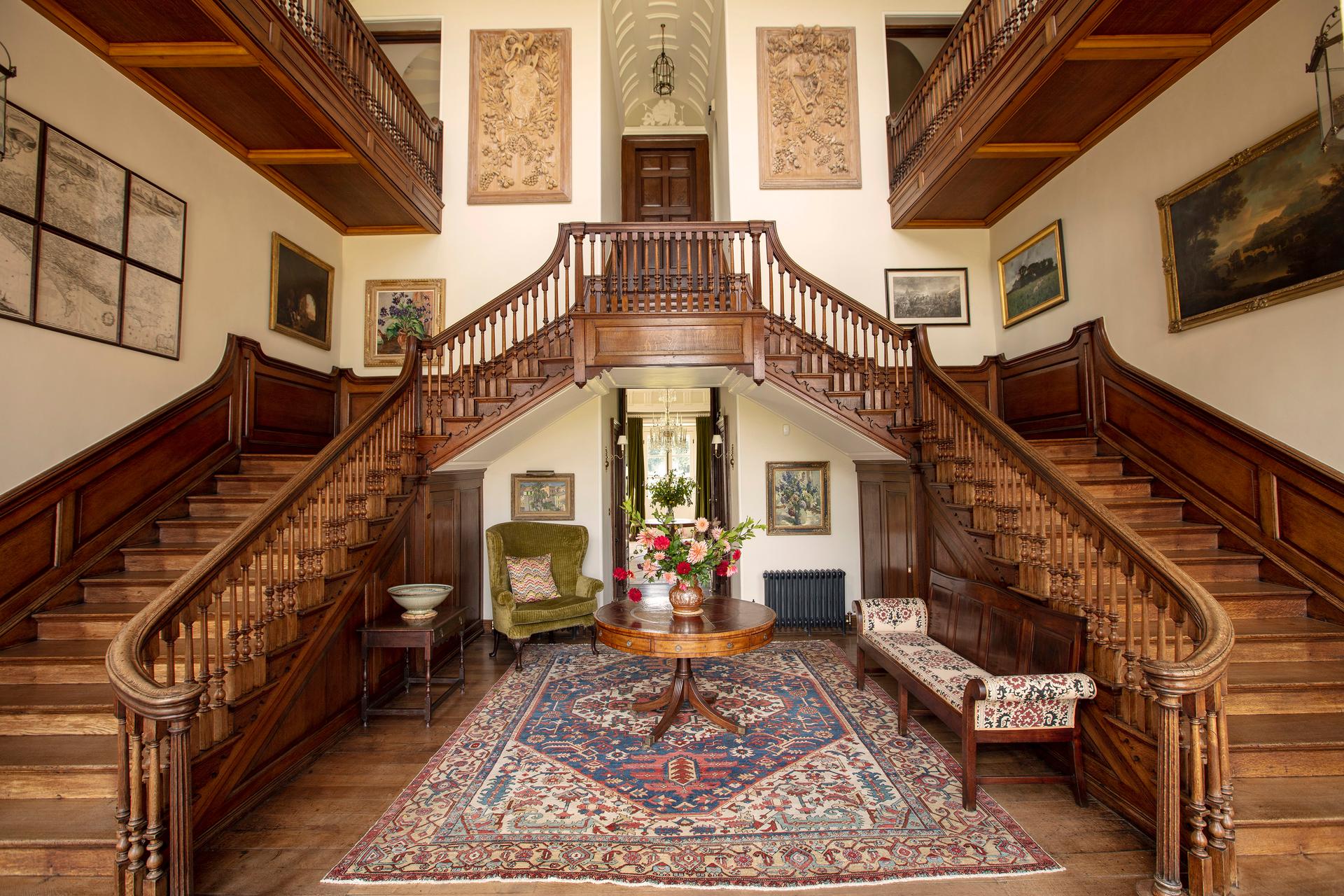 The staircase hall inside the Grade I listed Georgian house