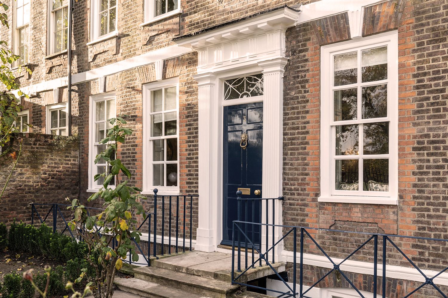 Georgian brick façade of London townhouse