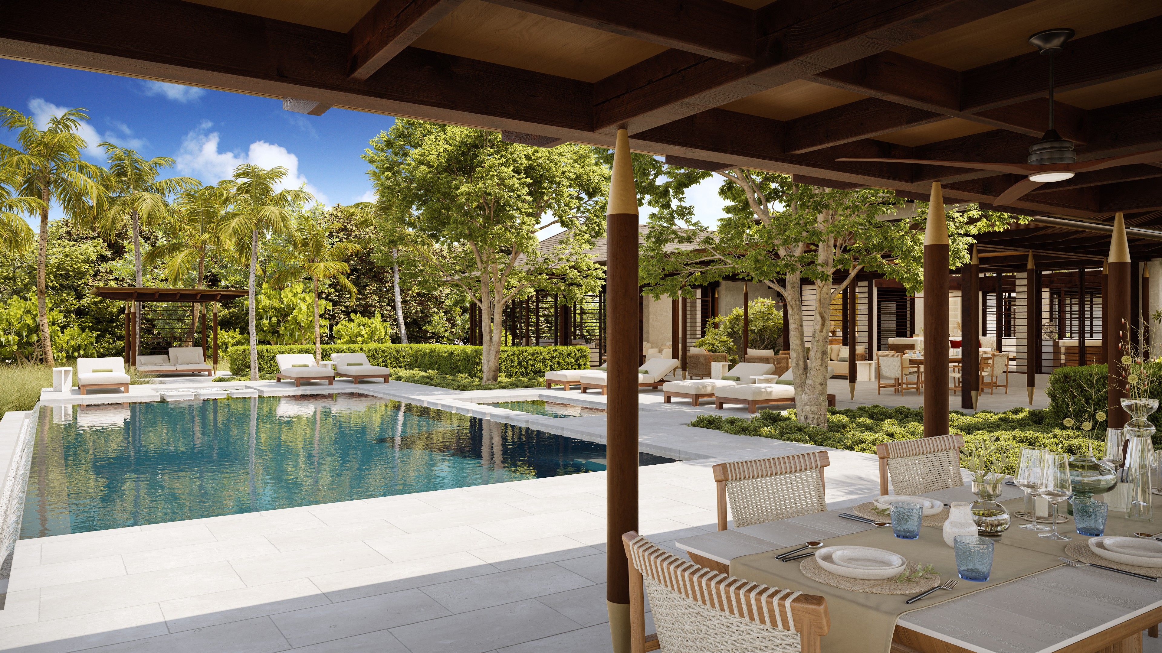 View across pool