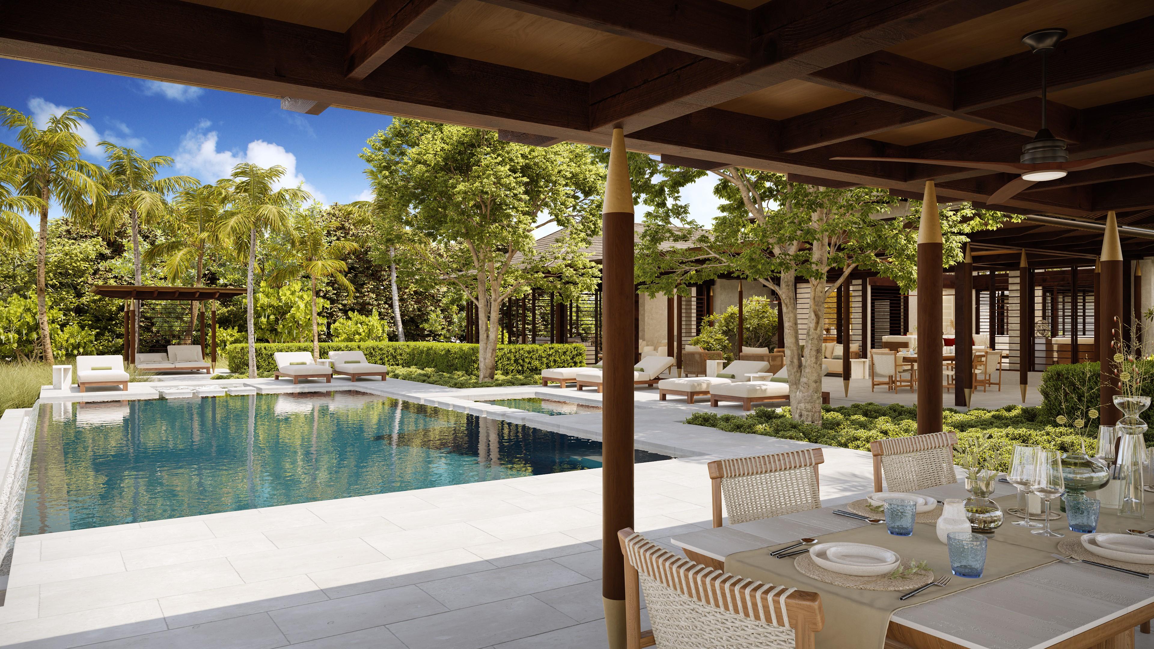 View across pool