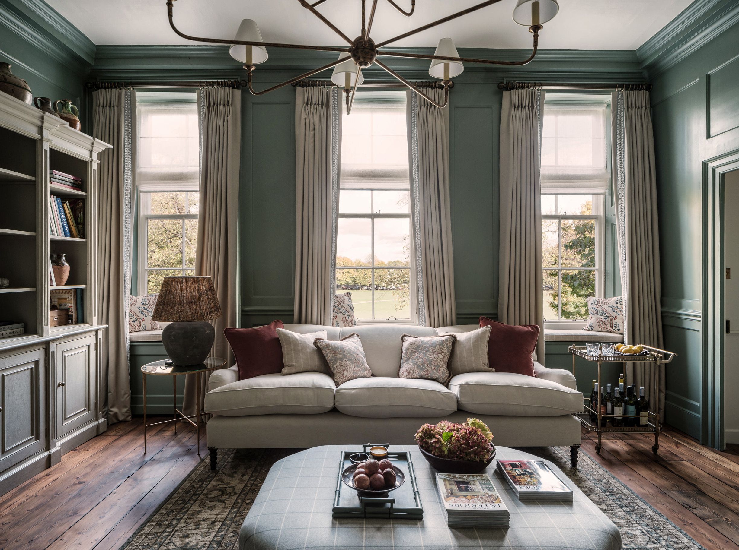 Drawing room with views across the communal green 