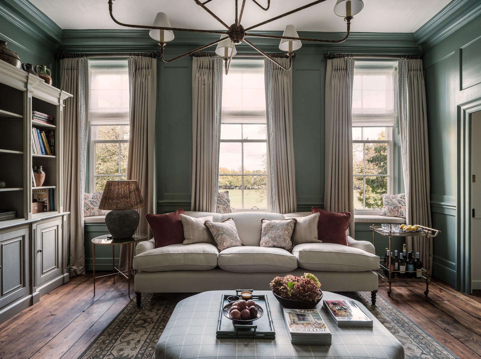 Drawing room with views across the communal green