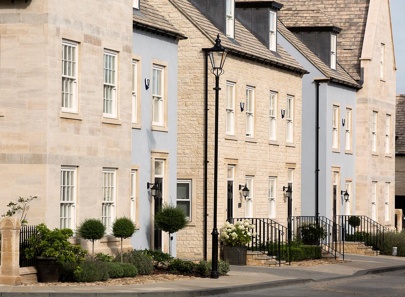 Row of new homes designed in a classical British style