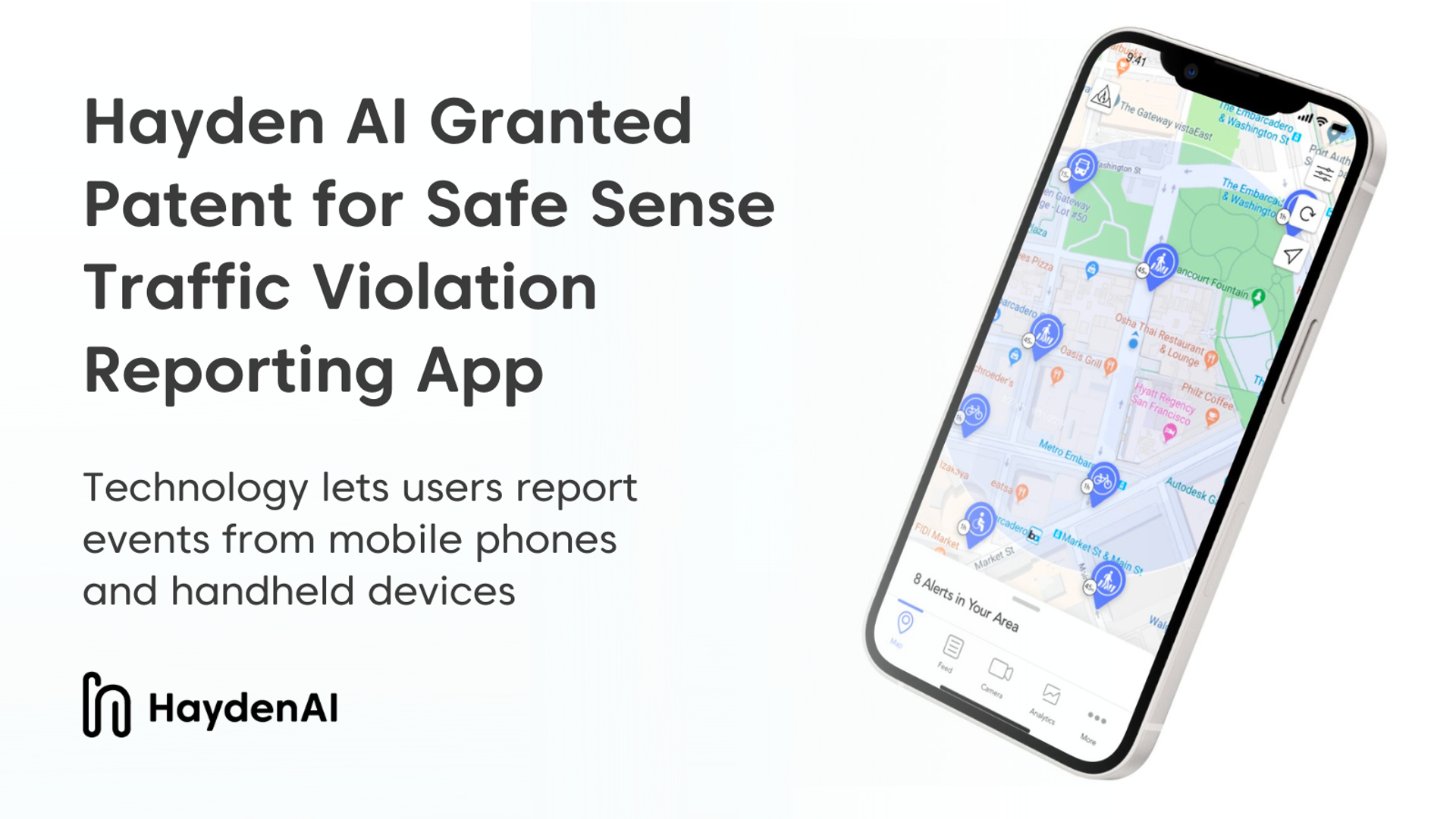 Hayden AI Granted Patent for Safe Sense Traffic Violation Reporting App