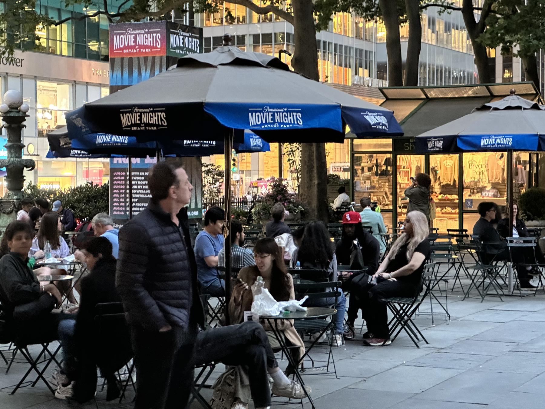 people eating in the park table