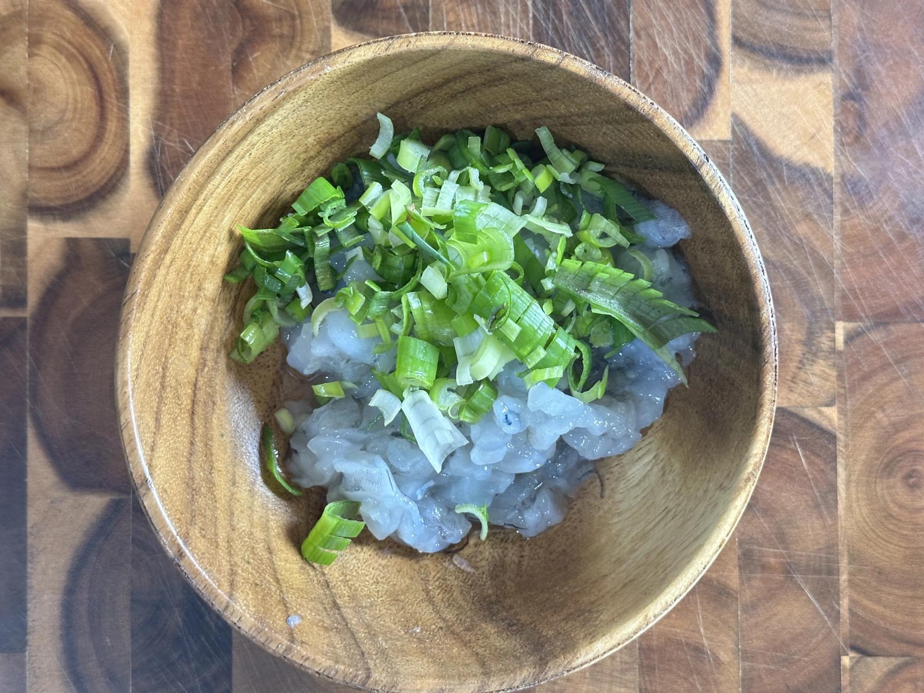chopped shrimp and green onion