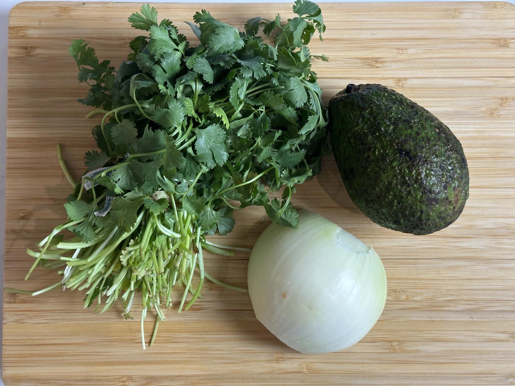 cinlantro, onion, avocado