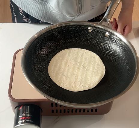 tortilla on the pan