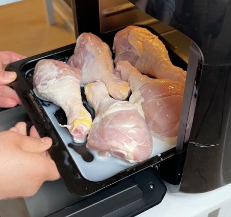 insert chicken into the air fryer