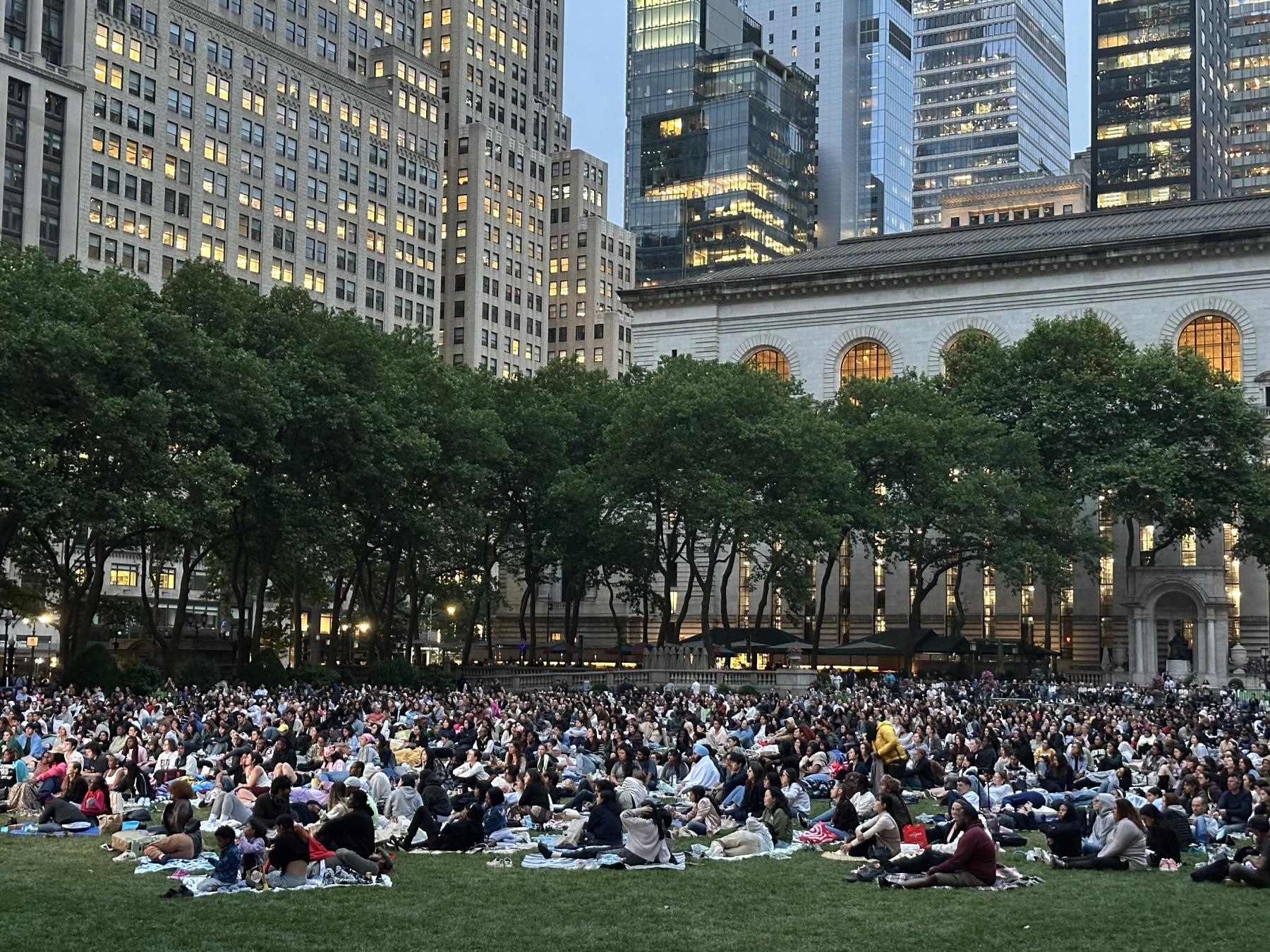 crowd watching movie outdoor