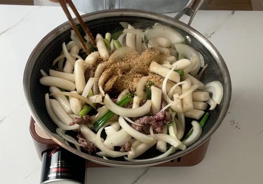 sugar added into the pan