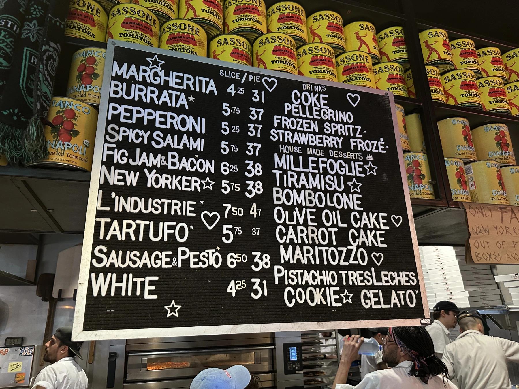 pizza menu