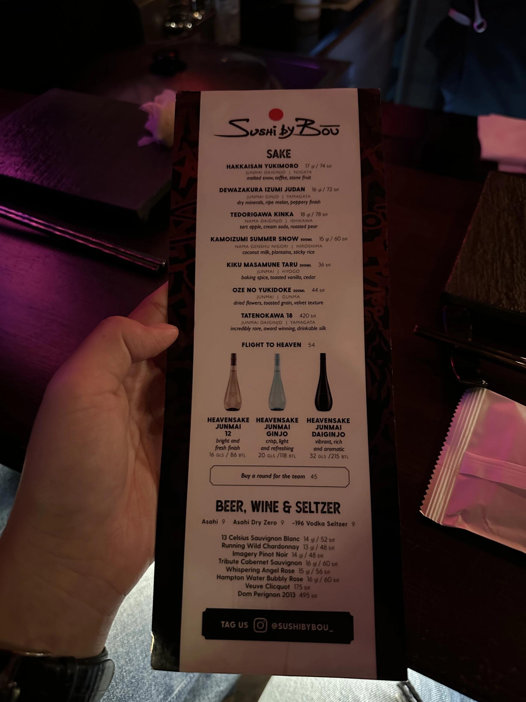 Sushi by Bou Drink menu