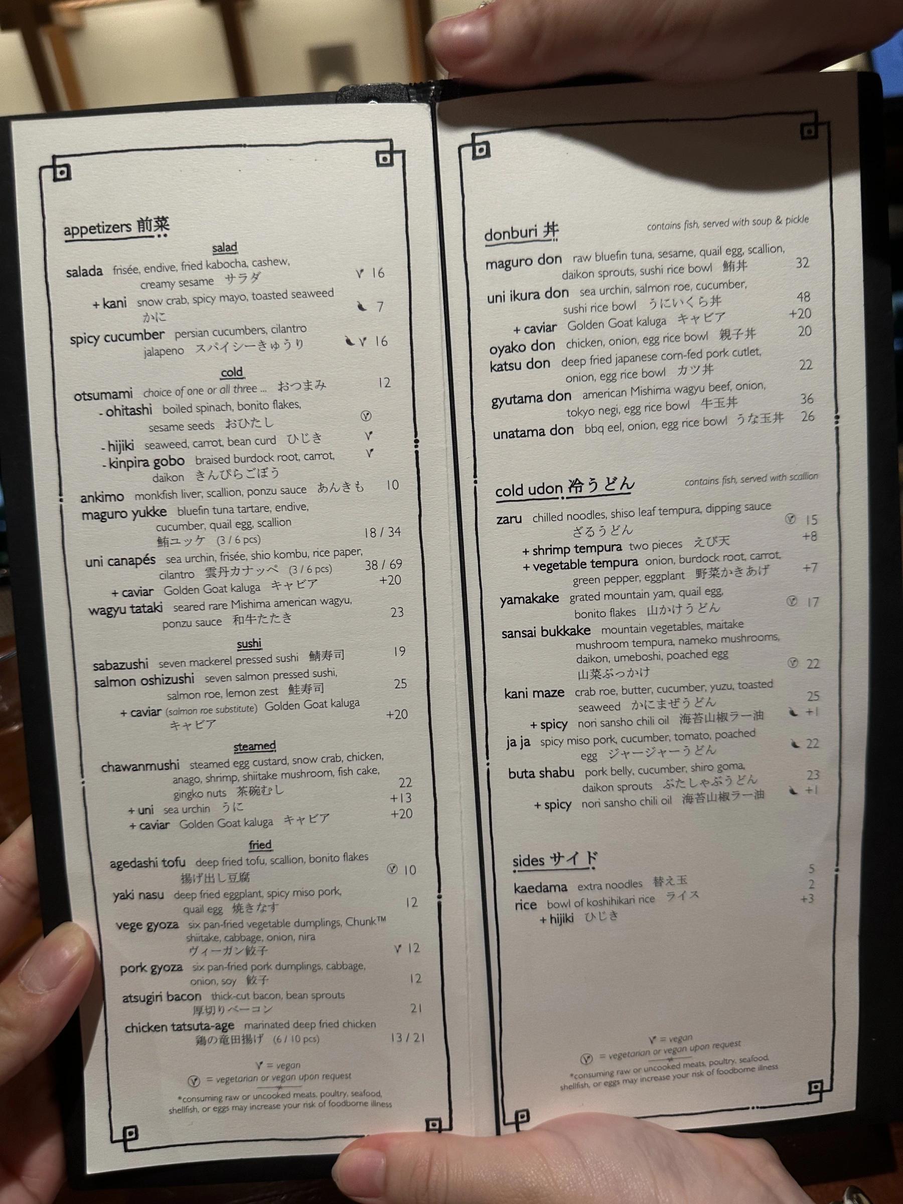 Raku menu