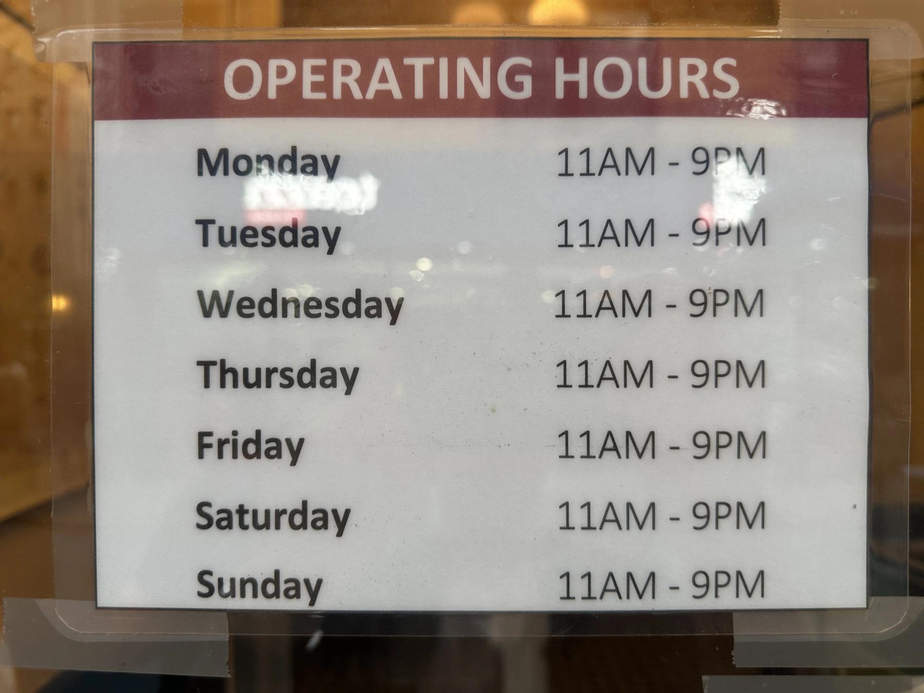 operating hours
