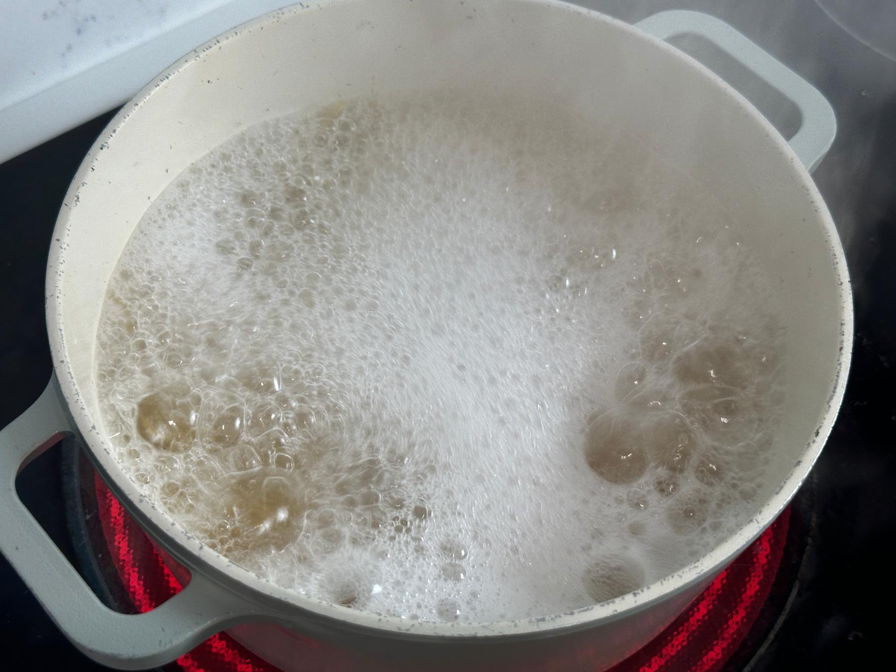 boiling pasta in water