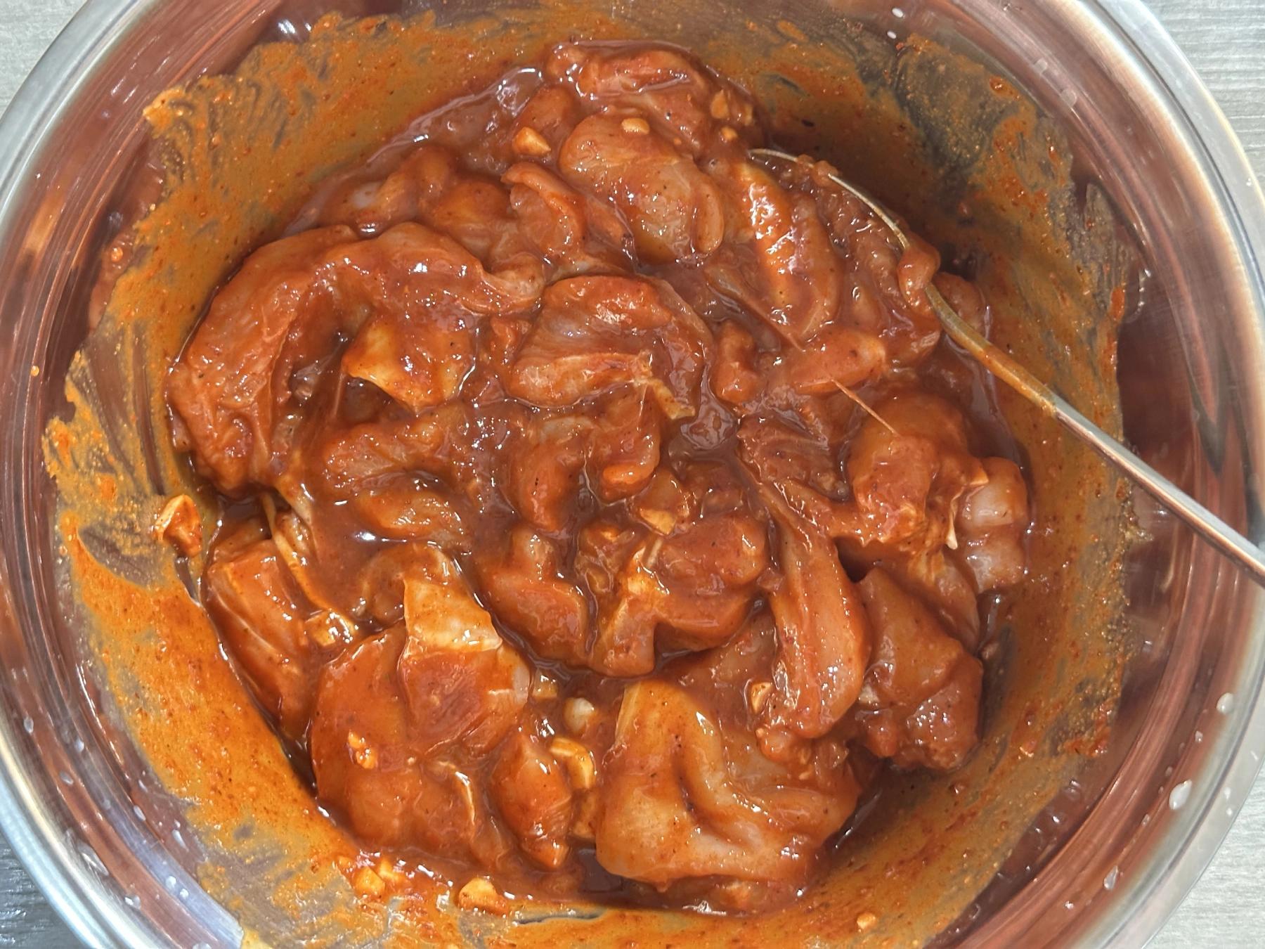 mix sauces and the chicken