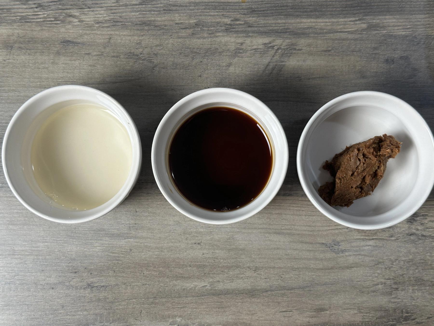 cooking wine, soy sauce and soy bean paste