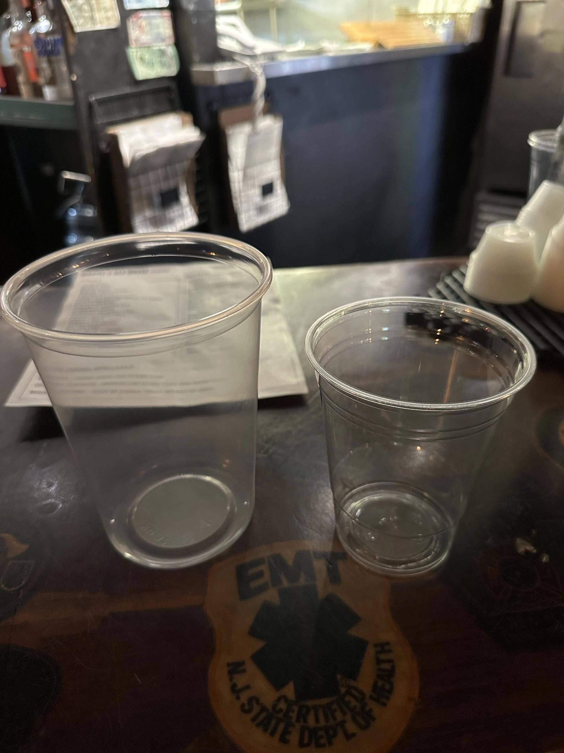 comparing the cup size for the beer