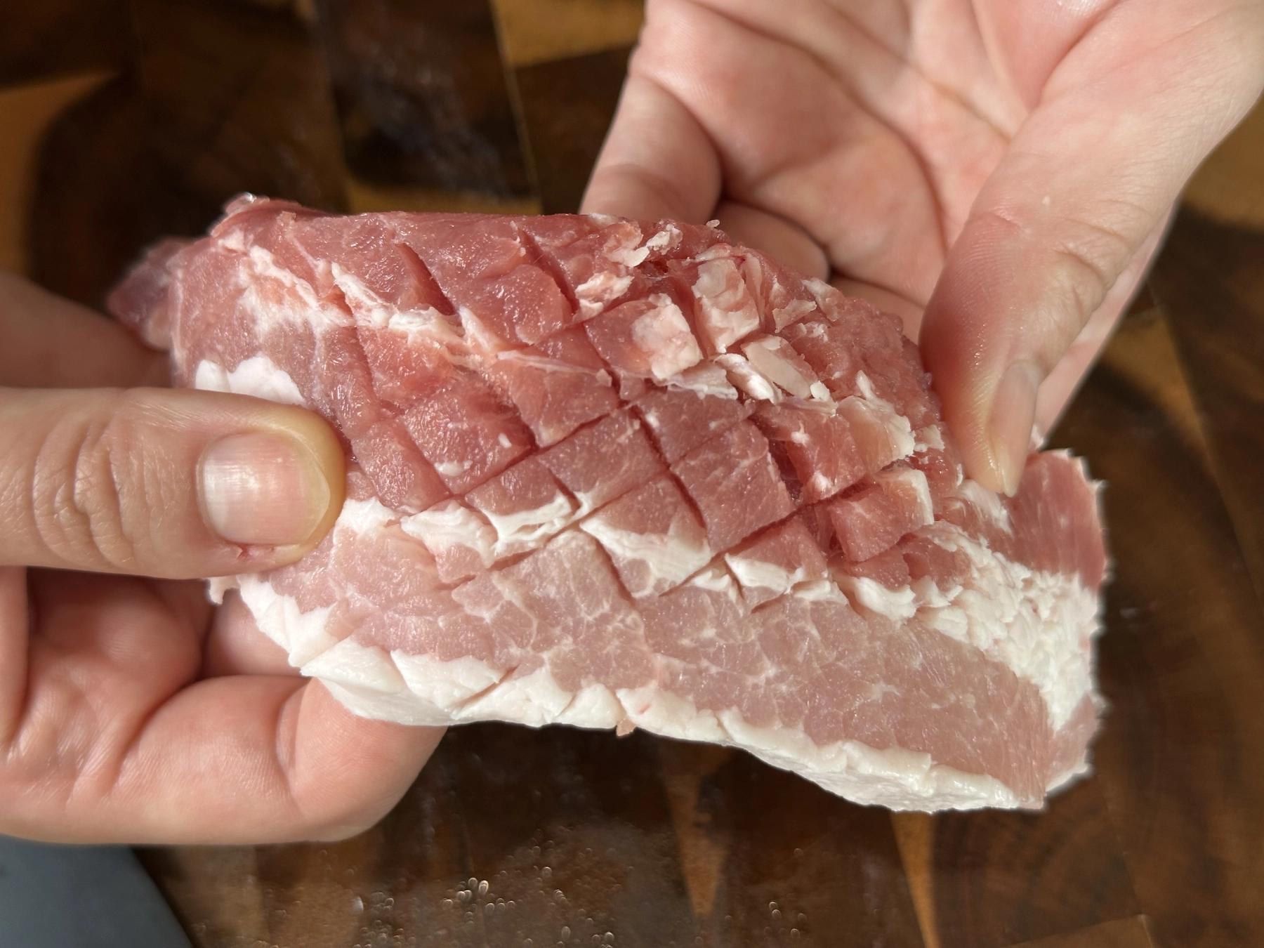 shallow cutted pork belly meat