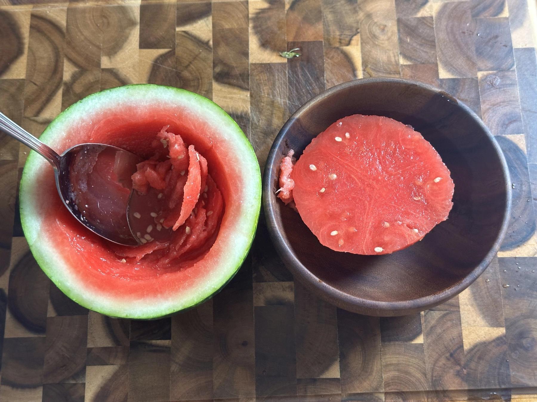 scooped watermelon